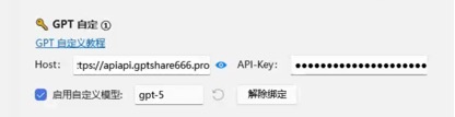 Zotero One API 的 GPT 自定义密钥区域，密钥已遮挡